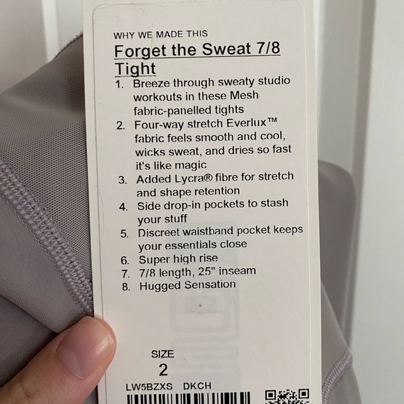 Lululemon Forget The Sweat Tight 7/8 Tight in Dark Chrome Size 2 - Picture 10 of 11